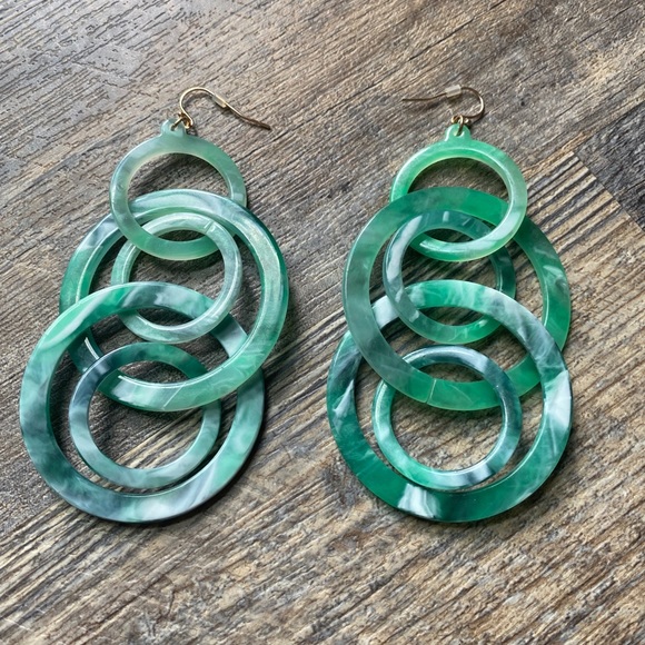 Jewelry - Teal Blue Modern Resin Hoop Statement Earrings